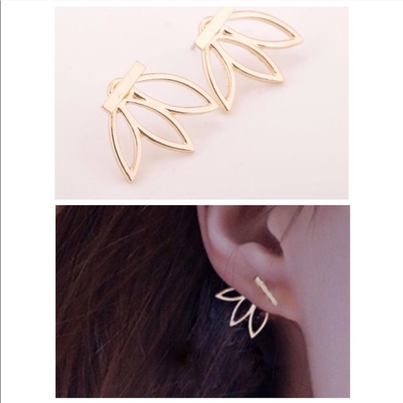 Multiwear Lotus Bar Cuff Earring in Gold Tone - Picture 5 of 5